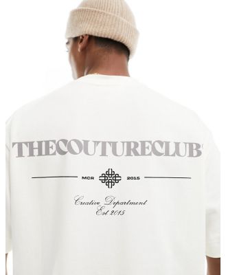 The Couture Club script graphic relaxed t-shirt in off white