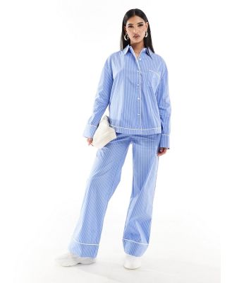 The Couture Club stripe pants with piping detail in blue (part of a set)
