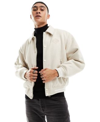 The Couture Club suede effect bomber jacket in beige-Neutral