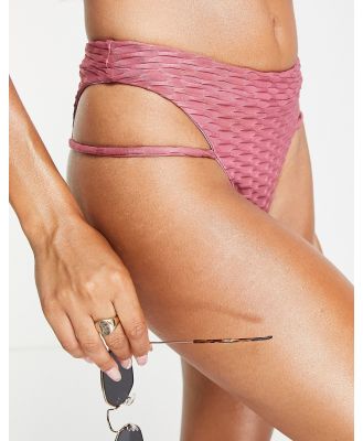 The Couture Club textured bikini bottoms with strap detail in rose-Pink