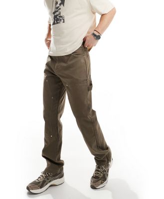 The Couture Club twill carpenter cargo pants in brown