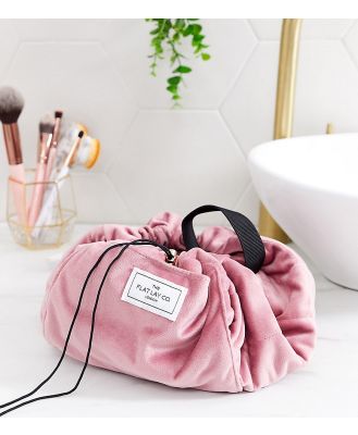 The Flat Lay Co. Drawstring Makeup Bag - Pink Velvet-Multi