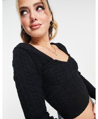 The Frolic cable knit bust detail jumper in black