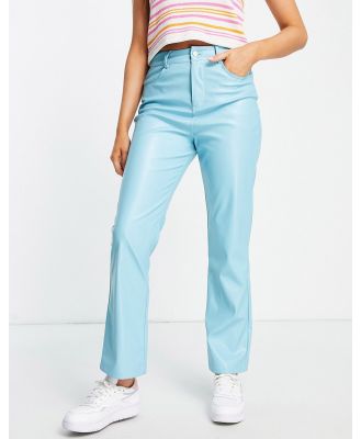 The Frolic faux-leather straight leg pants in turquoise-Blue