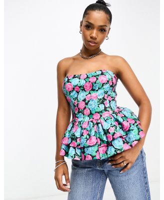 The Frolic garden floral taffeta corset top in multi