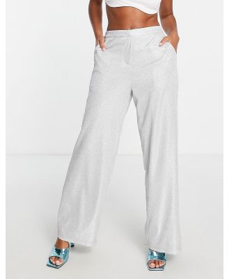 The Frolic glitter lurex suit pants in silver (part of a set)