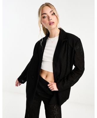 The Frolic lace oversized suit blazer in black (part of a set)