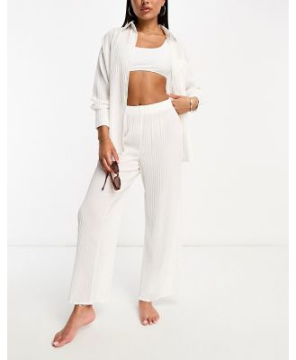 The Frolic Tourmaline shirred wide long pants in white pleated texture (part of a set)