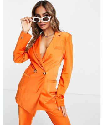The Frolic twist back fitted blazer in orange satin (part of a set)