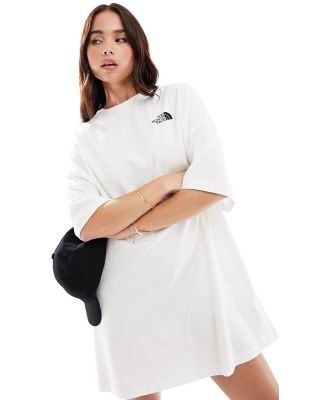 The North Face logo t-shirt dress in cream-White
