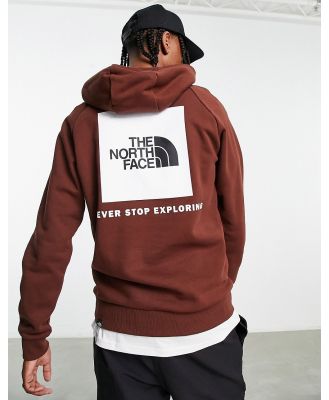 The North Face Raglan Redbox back print hoodie in brown