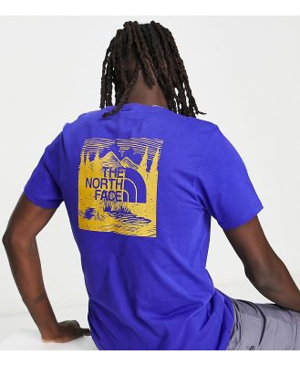 The North Face Redbox Celebration back print t-shirt in dark blue Exclsuive at ASOS