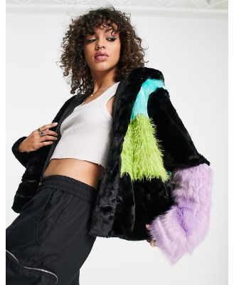 The Ragged Priest panelled faux fur jacket in multi