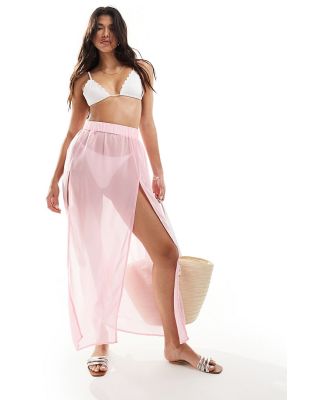 Threadbare beach maxi skirt in baby pink