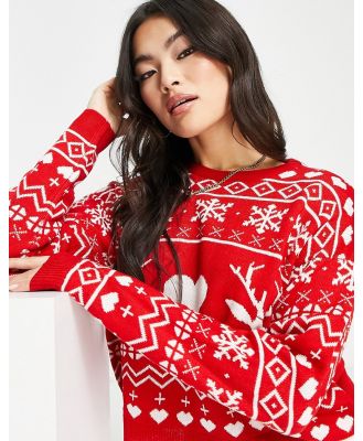 Threadbare Christmas cropped jumper in red