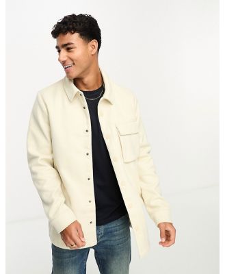 Threadbare faux wool jacket in cream-Neutral