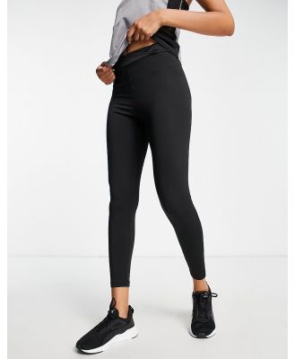 Threadbare Fitness crossed waistband gym leggings in black