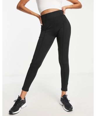 Threadbare Fitness gym leggings with stitch detail in black