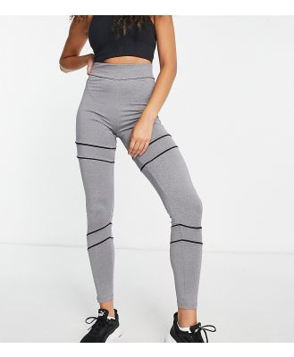 Threadbare Fitness Tall gym leggings with contrast piping in grey marl