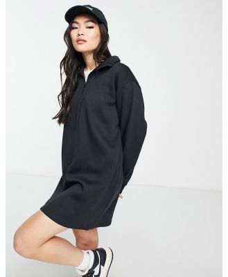 Threadbare Jenna half zip mini sweater dress in black