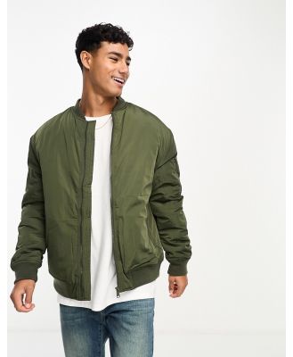 Threadbare oversized bomber jacket in khaki-Green