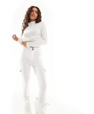 Threadbare Petite Ski pants with cargo pockets in white