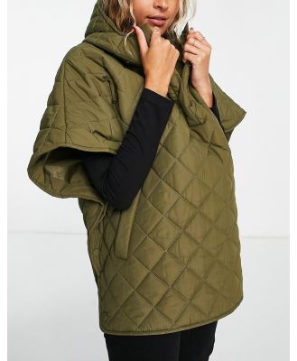 Threadbare quilted poncho in khaki-Green
