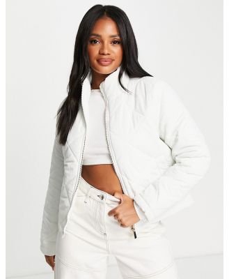 Threadbare Ruby diamond quilted puffer jacket in white