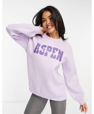 Threadbare Ski printed sweater in lilac-Purple