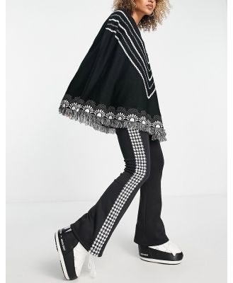 Threadbare Ski wide leg pants with contrast in black