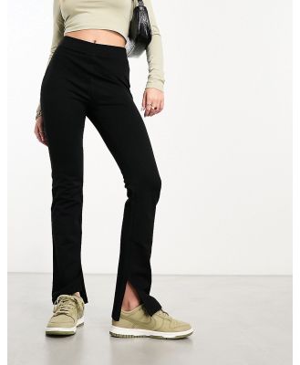Threadbare split front pants in black