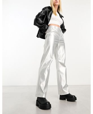 Threadbare straight leg faux leather pants in silver
