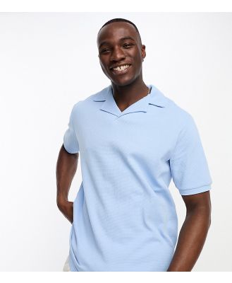 Threadbare Tall waffle revere polo in pale blue