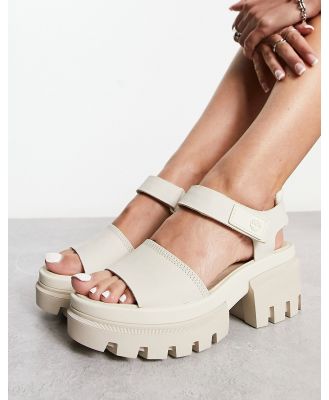 Timberland Everleigh ankle strap sandals in natural off white nubuck leather