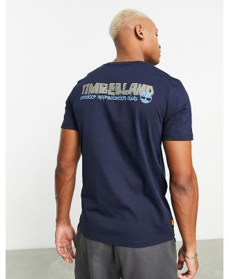 Timberland t-shirt with outdoor back print in navy