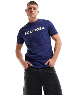 Tommy Hilfiger all over print monogram t-shirt in desert sky / multi-Navy