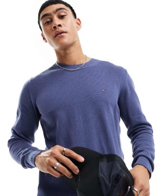 Tommy Hilfiger chain ridge structure crew neck jumper in blue