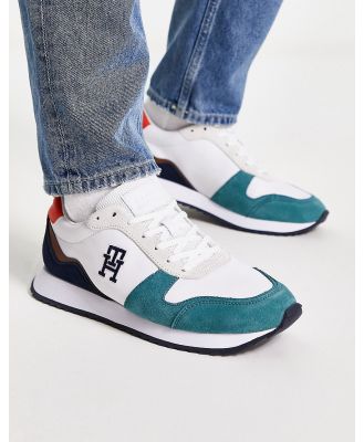Tommy Hilfiger colour block leather runner sneakers in white