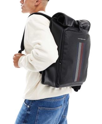 Tommy Hilfiger Foundation roll top backpack in black