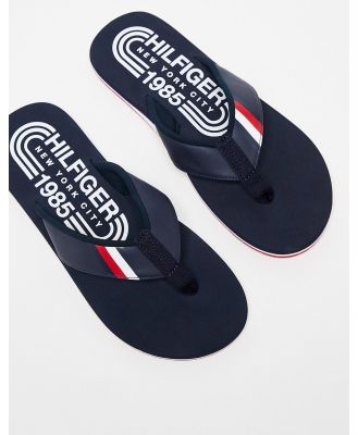 Tommy Hilfiger Logo Thongs in Navy