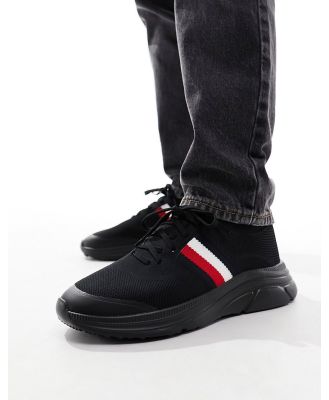 Tommy Hilfiger modern knitted stripe essential sneakers in black