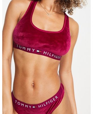 Tommy Hilfiger Original velour unlined bralet in cherry red