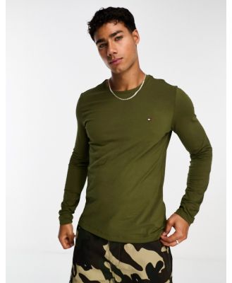 Tommy Hilfiger stretch slim fit long sleeve t-shirt in putting green