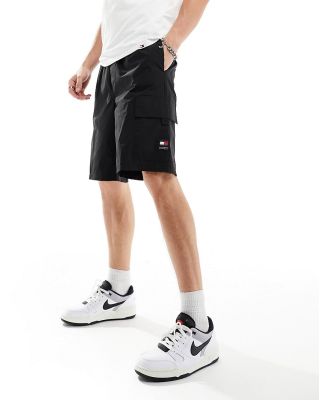 Tommy Jeans Aiden utility shorts in black