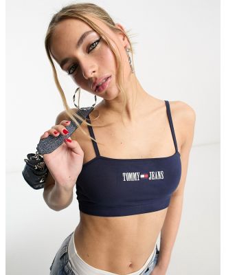 Tommy Jeans archive logo ultra cropped strappy top in navy