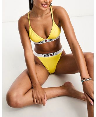 Tommy Jeans Archive triangle bikini top in yellow