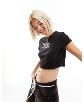 Tommy Jeans baby cropped essential logo short sleeve t-shirt in black