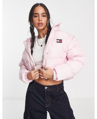 Tommy Jeans cropped down detachable sleeve puffer in pink