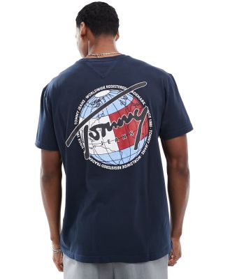 Tommy Jeans globe graphic t-shirt in navy