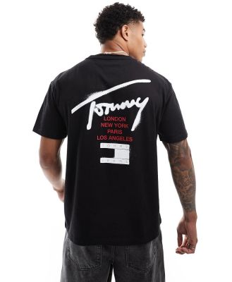 Tommy Jeans graffiti signature back print t-shirt in black